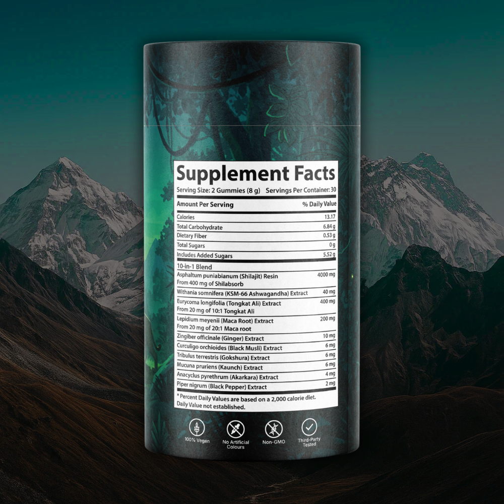 Shilajit Gummies Ashwagandha Tongkat Ali Maca Root