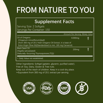 HiPlus Nutrition Oregano Oil with Black Seed Oil